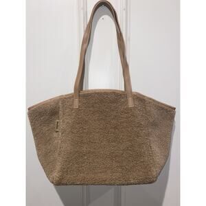 Neiman Marcus Faux Shearling Tote Bag Brown Large Plush Fall Shoulder Purse